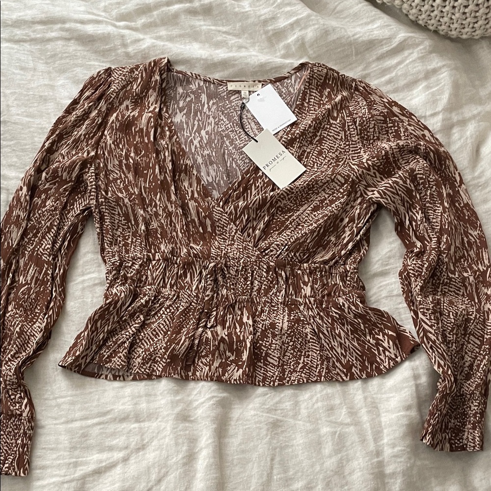 Promesa Brown Patterned Blouse